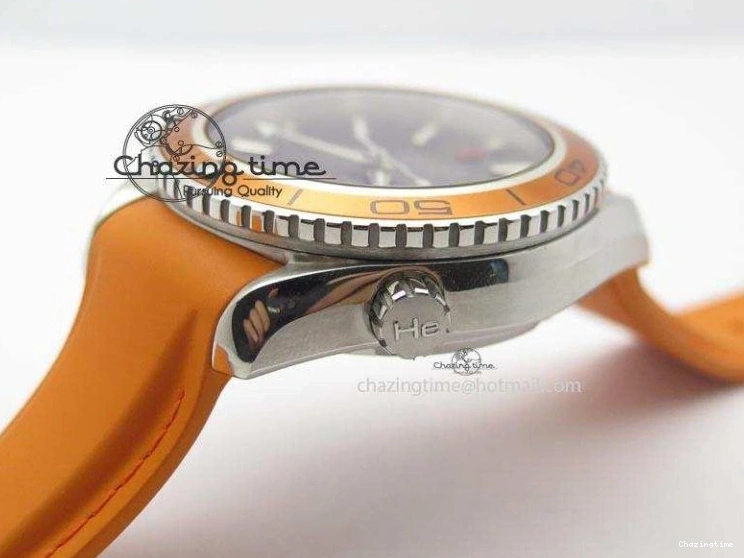 0516 Breathable Planet Ocean SS Bp Maker 45mm Orange Bezel On Orange Rubber Strap A 8221